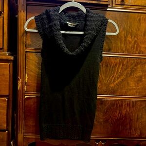 BCBGMAXAZRIA Black, sleeveless, cowl neck sweater.